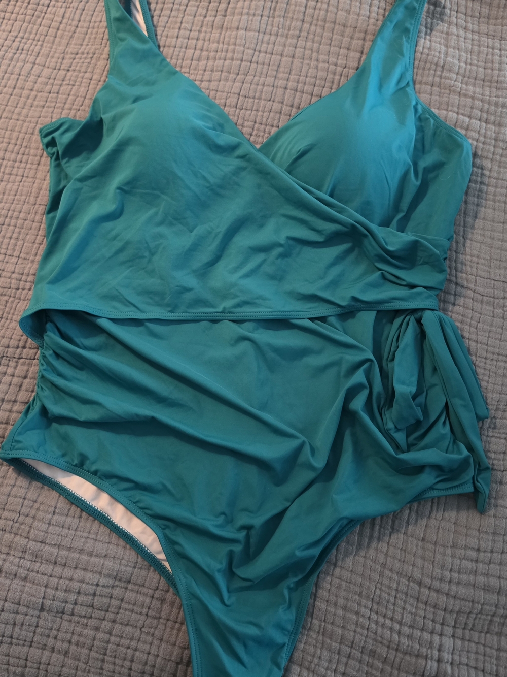 Younique Teal One-Piece Swimsuit with V-Neck